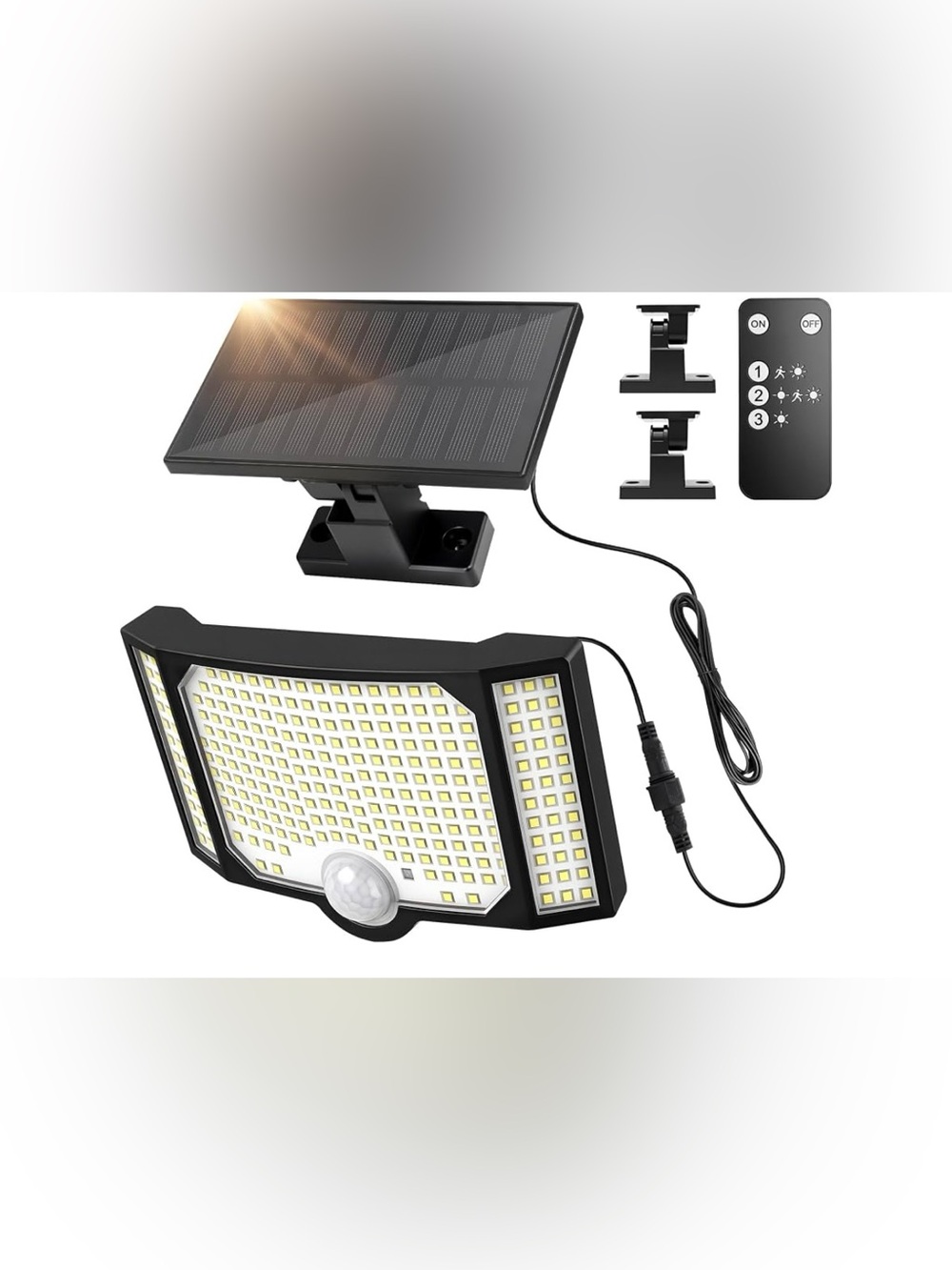 Motion Sensor Outdoor Lights 1pack 182 LED Lights w/16.4 ft Cable Remote Control